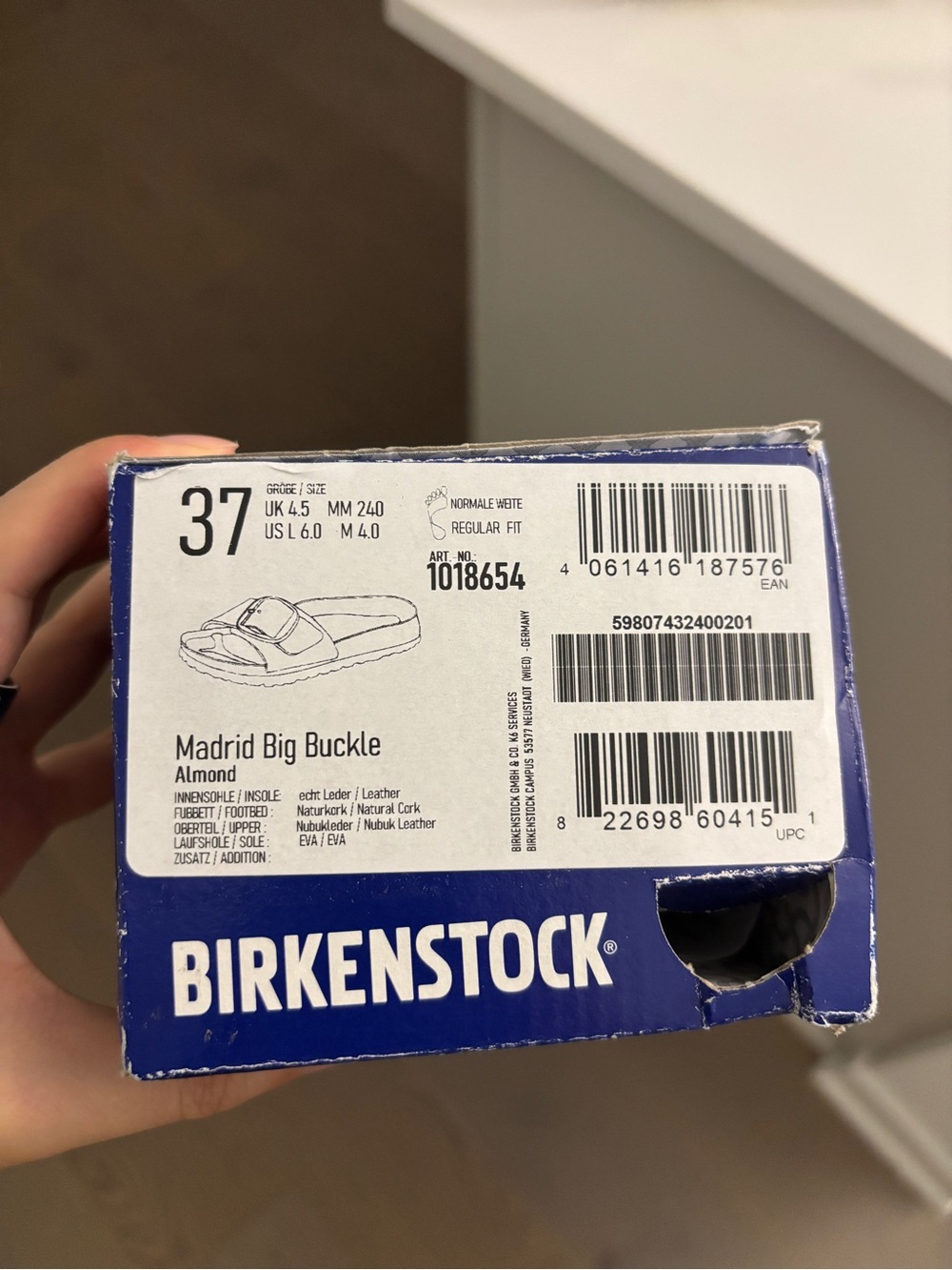 Birkenstock Almond Madrid Big Buckle Nubuck 37 NIB - Picture 5 of 5